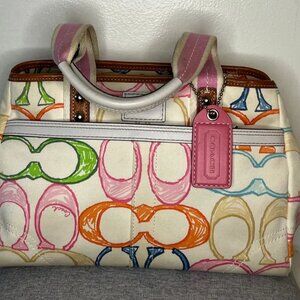 VINTAGE COACH HAMPTON MULTICOLOR SCRIBBLE SHOULDER BAG